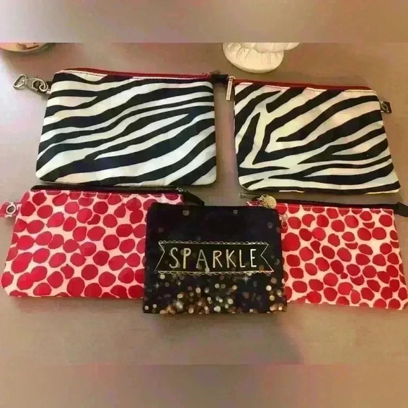 Lot of 5 Bath & Body Works Zipper Makeup Bag Glitter Cosmetic Bag - Picture 8 of 12